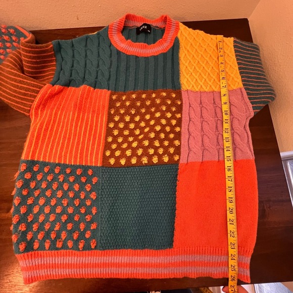 Cider Oversized Patchwork Sweater XL Whimsigoth Indie Granola Chunky Colorful 3D - Picture 10 of 10
